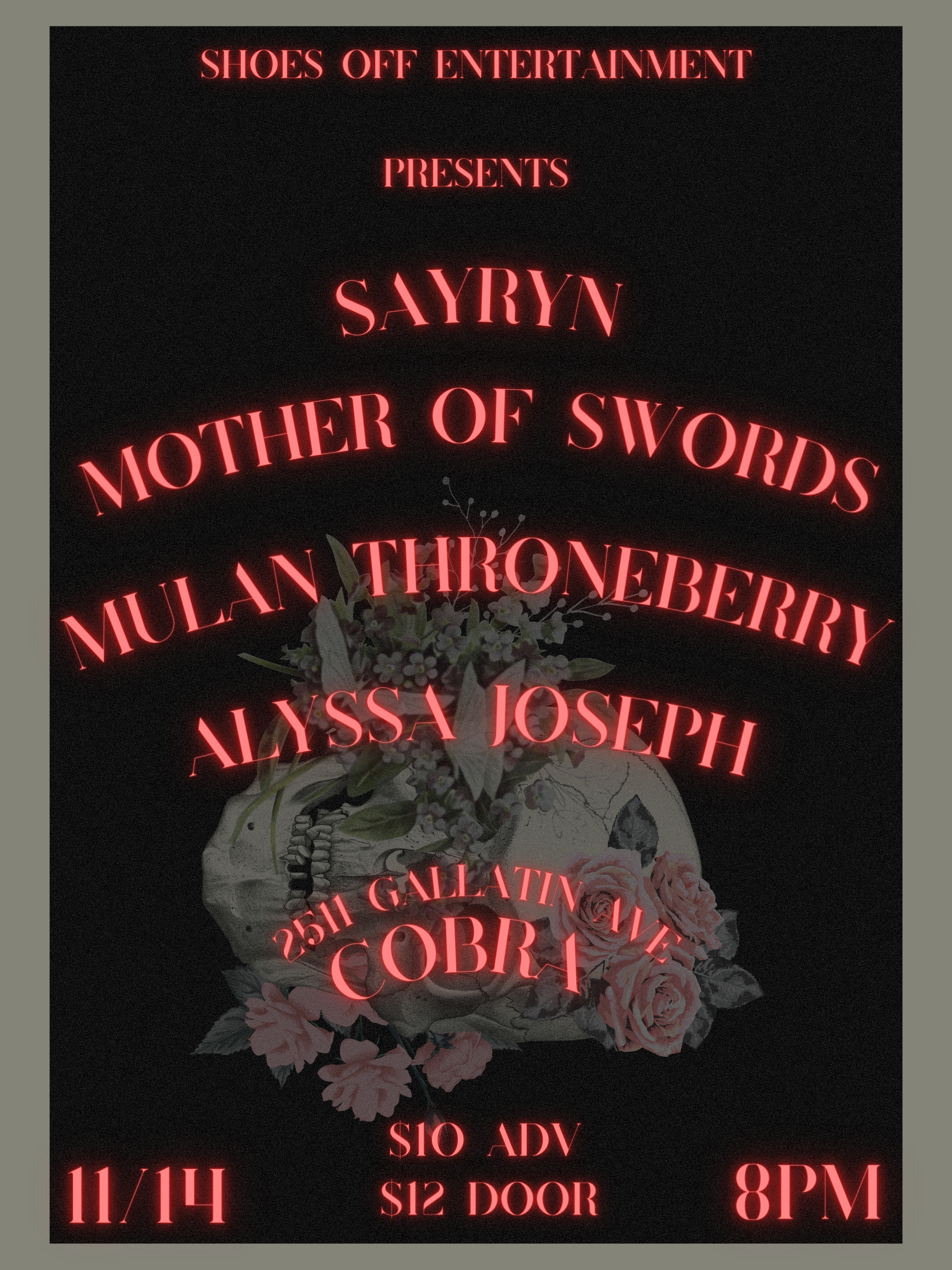 Shoes Off dark event poster