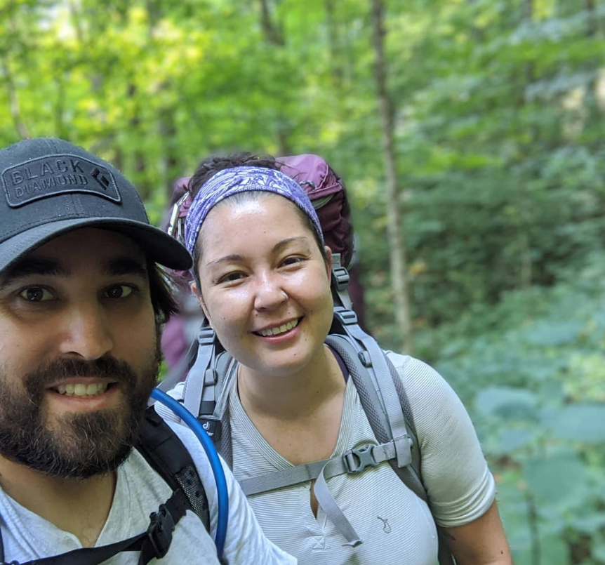 Hiking in the woods