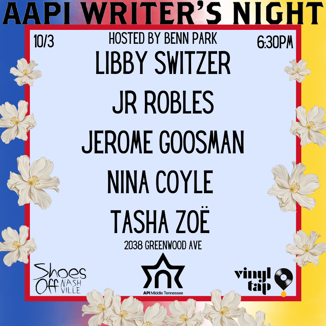 AAPI Writer's Night floral border poster